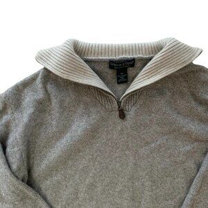 Grayson & Dunn Half Zip Turtleneck Cashmere Sweater Gray